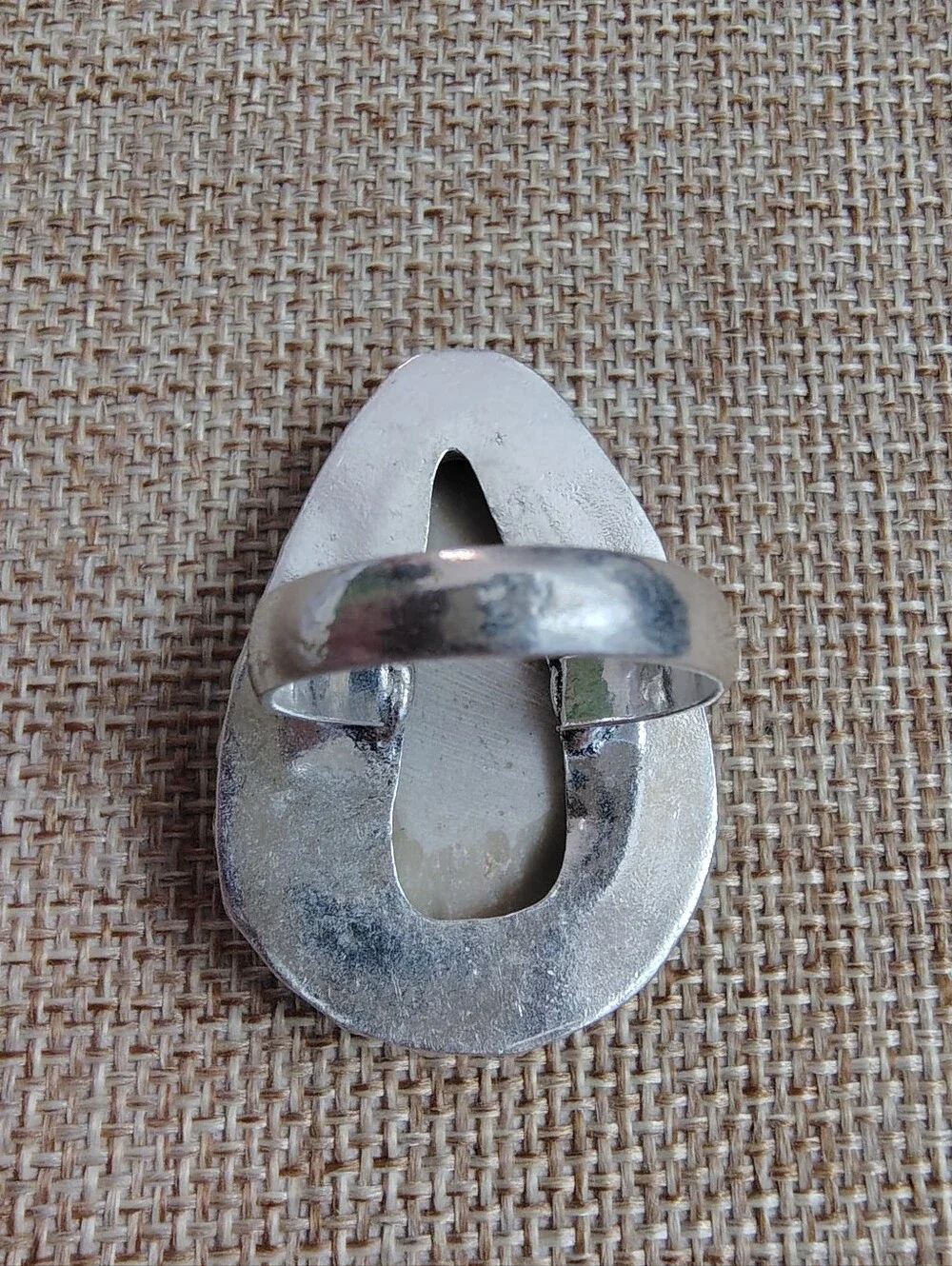 Abalone Teardrop Statement Ring - Iridescent Blue-Green